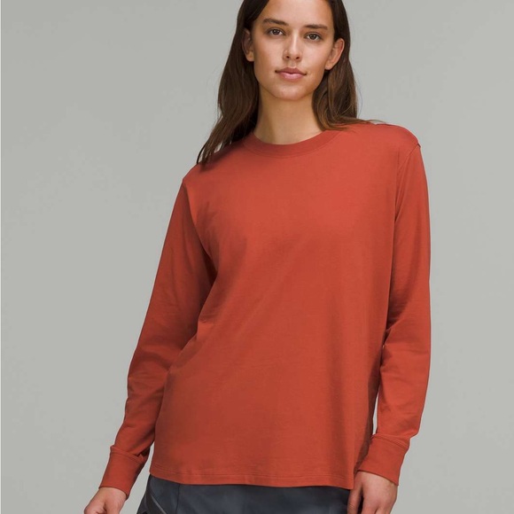 lululemon athletica Tops - Lululemon All Yours Cotton Long Sleeve Shirt Red Rock Size 8 Oversized fit #194